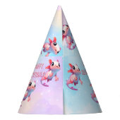 Regenboog axolotl meisje verjaardag feesthoedjes (Achterkant)