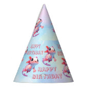 Regenboog axolotl meisje verjaardag feesthoedjes (Links)
