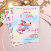 Regenboog axolotl meisje verjaardag kaart