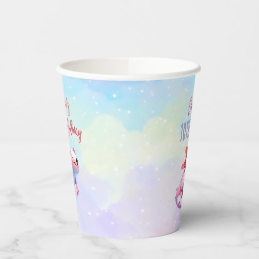 Regenboog axolotl meisje verjaardag papieren bekers (Links)