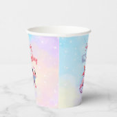 Regenboog axolotl meisje verjaardag papieren bekers (Rechts)