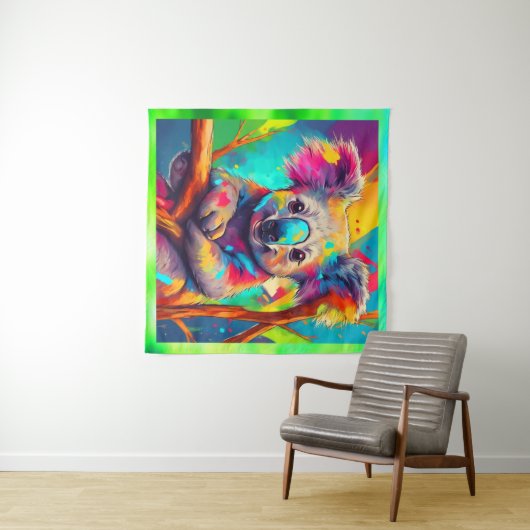 Regenboog baby Koala Wandkleed (In Situ (horizontaal))