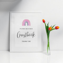 Regenboog Baby Meisje Gastboek Baby Shower Bord Poster
