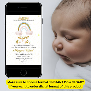 Regenboog Baby Meisje Moslim Geboorte Aankondiging