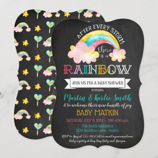 Regenboog Baby na het Storm Baby shower Kaart (Voorkant / Achterkant)