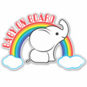 Regenboog Baby Olifant Baby Aan boord Auto Sticker (Voorkant)