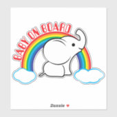 Regenboog Baby Olifant Baby Aan boord Auto Sticker (Vel)