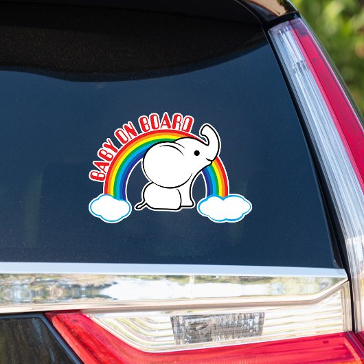 Regenboog Baby Olifant Baby Aan boord Auto Sticker