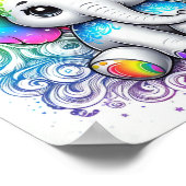 Regenboog baby olifant kleine poster (Hoek)