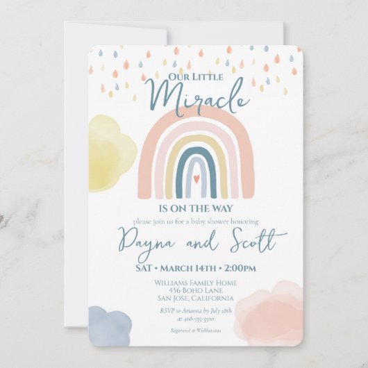 Regenboog Baby Pastel Wolken Boho Regendruppels Do Kaart (Voorkant)