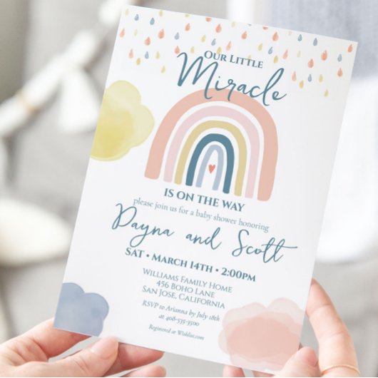 Regenboog Baby Pastel Wolken Boho Regendruppels Do Kaart