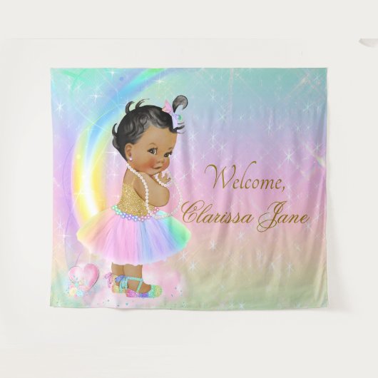 Regenboog Baby shower Achtergrond Banner Afrikaans Wandkleed (Voorkant (horizontaal))