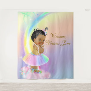 Regenboog Baby shower Achtergrond Banner Afrikaans Wandkleed