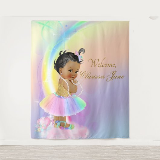 Regenboog Baby shower Achtergrond Banner Afrikaans Wandkleed (Voorkant)