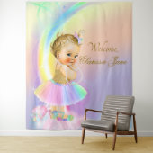 Regenboog Baby Shower Achtergrond Banner Blond Mei Wandkleed (In situ)