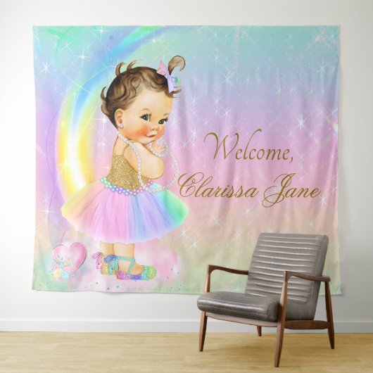 Regenboog Baby Shower Achtergrond Banner Bruine Me Wandkleed (In Situ (horizontaal))