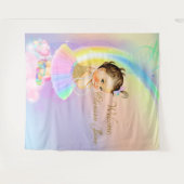 Regenboog baby shower achtergrond banner bruine me wandkleed (Voorkant (horizontaal))