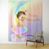 Regenboog baby shower achtergrond banner bruine me wandkleed (In situ)