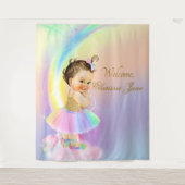 Regenboog baby shower achtergrond banner bruine me wandkleed (Voorkant)