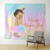 Regenboog Baby shower Achtergrond Banner Etnisch M Wandkleed (In Situ (horizontaal))