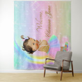 Regenboog Baby shower Achtergrond Banner Etnisch M Wandkleed (In situ)