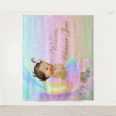 Regenboog Baby shower Achtergrond Banner Etnisch M Wandkleed (Voorkant)