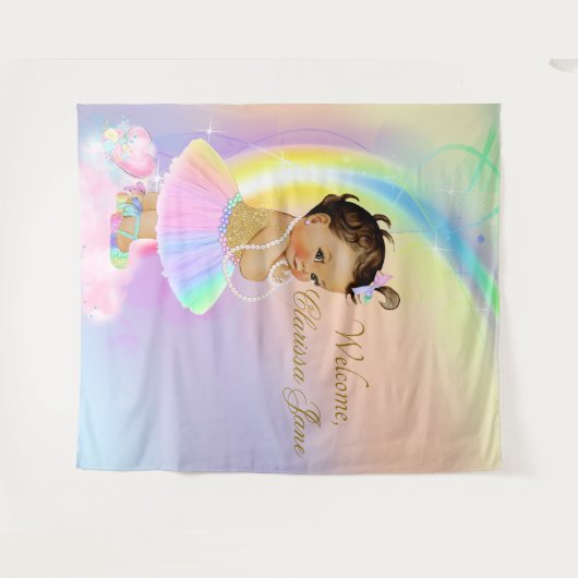 Regenboog Baby Shower Achtergrond Banner Etnische  Wandkleed (Voorkant (horizontaal))