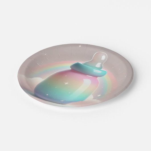 Regenboog Baby shower Borden Papieren Bordje (Gekanteld)