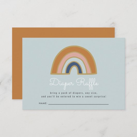  Regenboog Baby shower Luier Raffle Informatiekaartje (Voorkant / Achterkant)