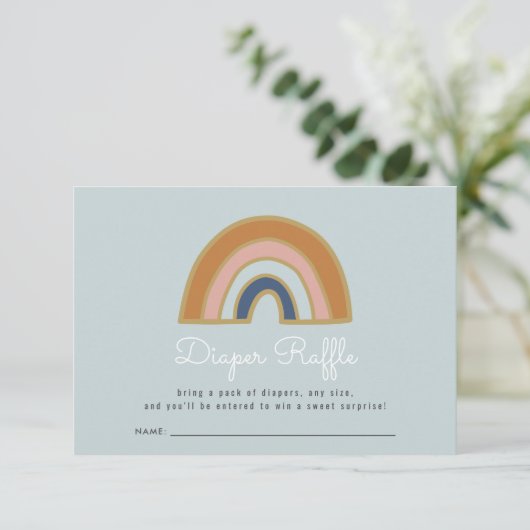  Regenboog Baby shower Luier Raffle Informatiekaartje (Staand voorkant)