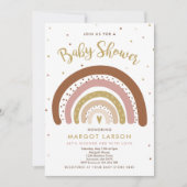 Regenboog Baby shower nodigen gedempte pastel rege Kaart (Voorkant)