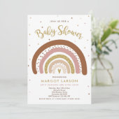 Regenboog Baby shower nodigen gedempte pastel rege Kaart (Staand voorkant)