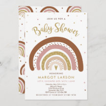 Regenboog Baby shower nodigen gedempte pastel rege