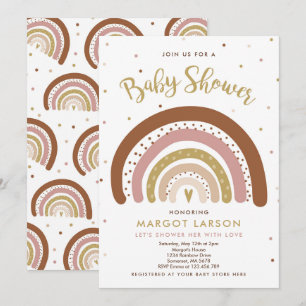 Regenboog Baby shower nodigen gedempte pastel rege Kaart