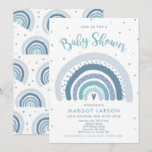 Regenboog Baby shower nodigen gedempte pastel rege Kaart (Voorkant / Achterkant)