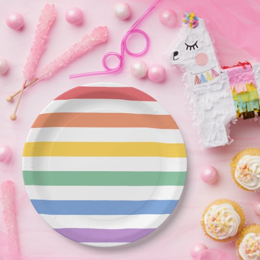 Regenboog Baby shower of Verjaardag Papieren Bordje (Feest)