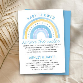 Regenboog Baby Shower Over de Afstand Jongens Blau Kaart
