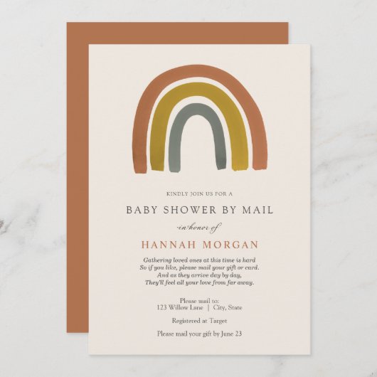  Regenboog Baby shower per Mail uitnodiging (Voorkant / Achterkant)
