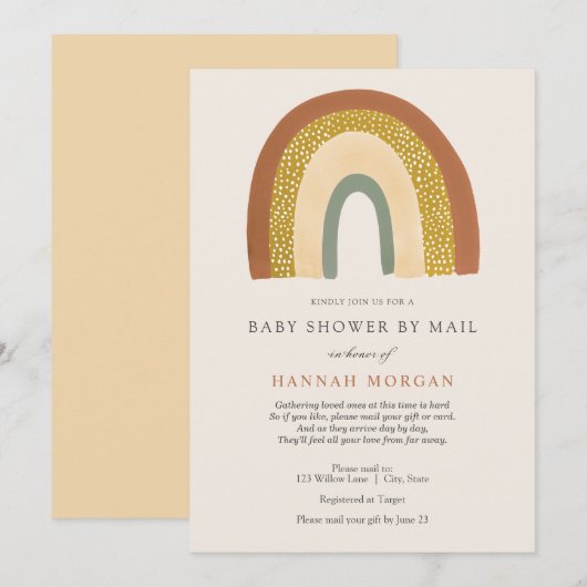  Regenboog Baby shower per Mail uitnodiging (Voorkant / Achterkant)