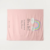 Regenboog Baby Shower Schattig Het is een Meisje R Wandkleed (Voorkant (horizontaal))