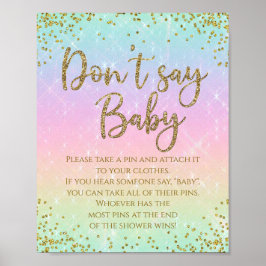 Regenboog Baby Shower Spel Zonder Baby Te Zeggen Poster