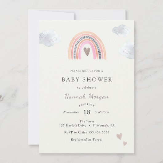 Regenboog baby shower uitnodiging (Voorkant)