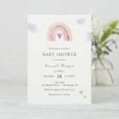 Regenboog baby shower uitnodiging (Staand voorkant)