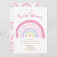 Regenboog Baby shower Uitnodigingspastel Regenboog