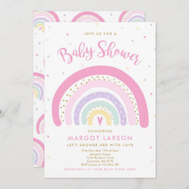 Regenboog Baby shower Uitnodigingspastel Regenboog Kaart