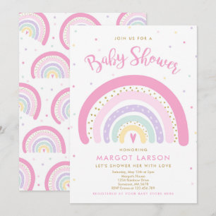 Regenboog Baby shower Uitnodigingspastel Regenboog Kaart