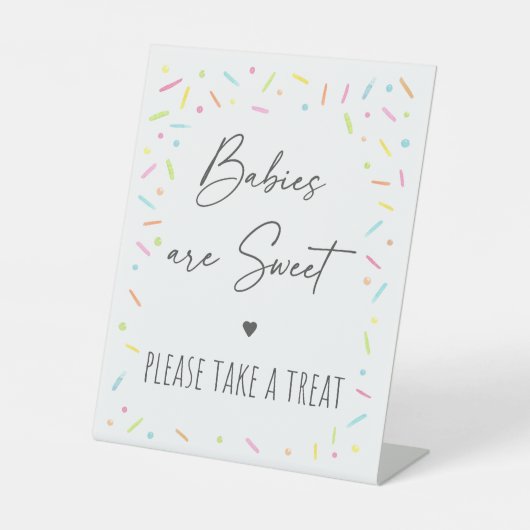 Regenboog Baby Sprinkle Treat Reclamebord Met Voetstuk (Voorkant)