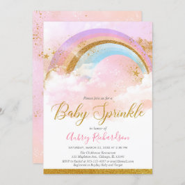 Regenboog baby strooi meisje pastel roze goud kaart