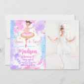 Regenboog Ballerina Foto Uitnodiging  (Voorkant)