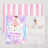 Regenboog Ballerina Foto Uitnodiging  (Voorkant / Achterkant)